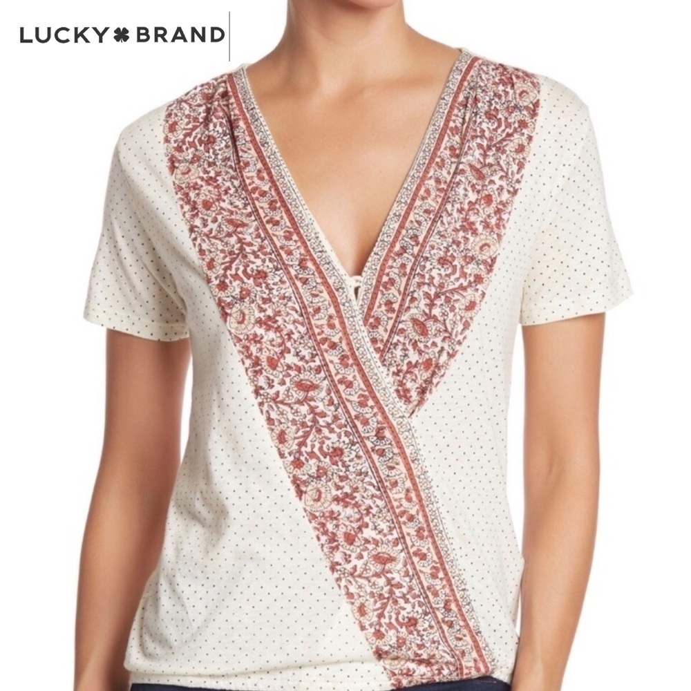 Lucky Brand Wildflowers Wrap Top Size S NWT